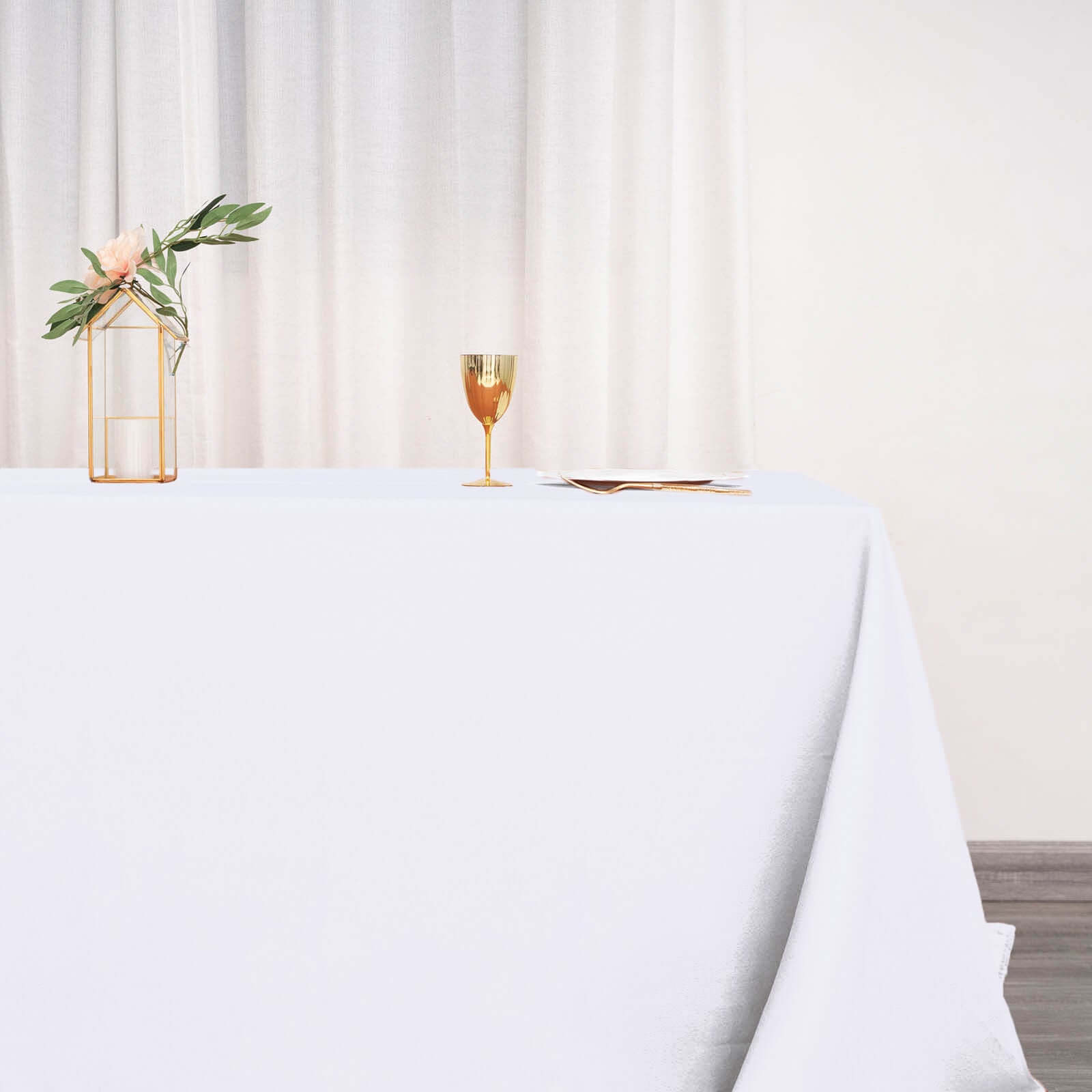 White Seamless Polyester Rectangular Tablecloth 90