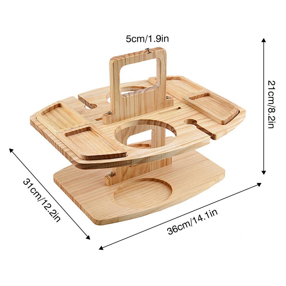 ZHANGLU Wooden Outdoor Folding Picnic Table，Creative 2 in 1 Mini Picnic Table Compartmental Dish for Cheese，Fruit and Wine，Portable Picnic Table Foldable Table with Handles M9T4