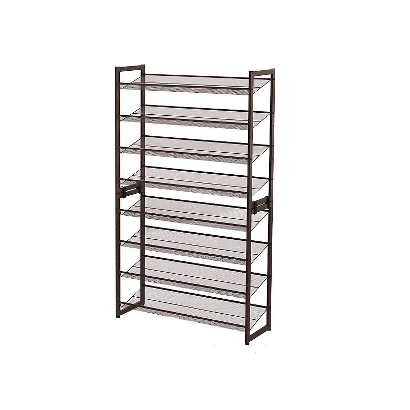 8-Tier Shoe Rack， Set of 2 Stackable 4-Tier Shoe Organizers， Metal Mesh Shoe Shelf Storage