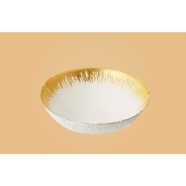 Classic Touch Individual Opaque White Bowls With Flashy Gold Design