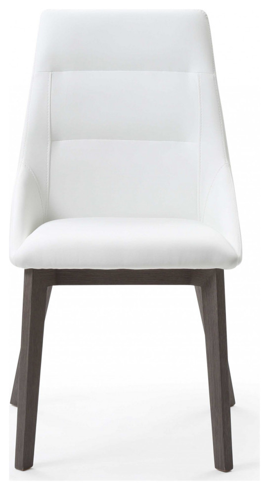 HomeRoots 25 quotX 20 quotX 35 quotWhite Faux Leather or Metal Dining Chair   Midcentury   Dining Chairs   by VirVentures  Houzz