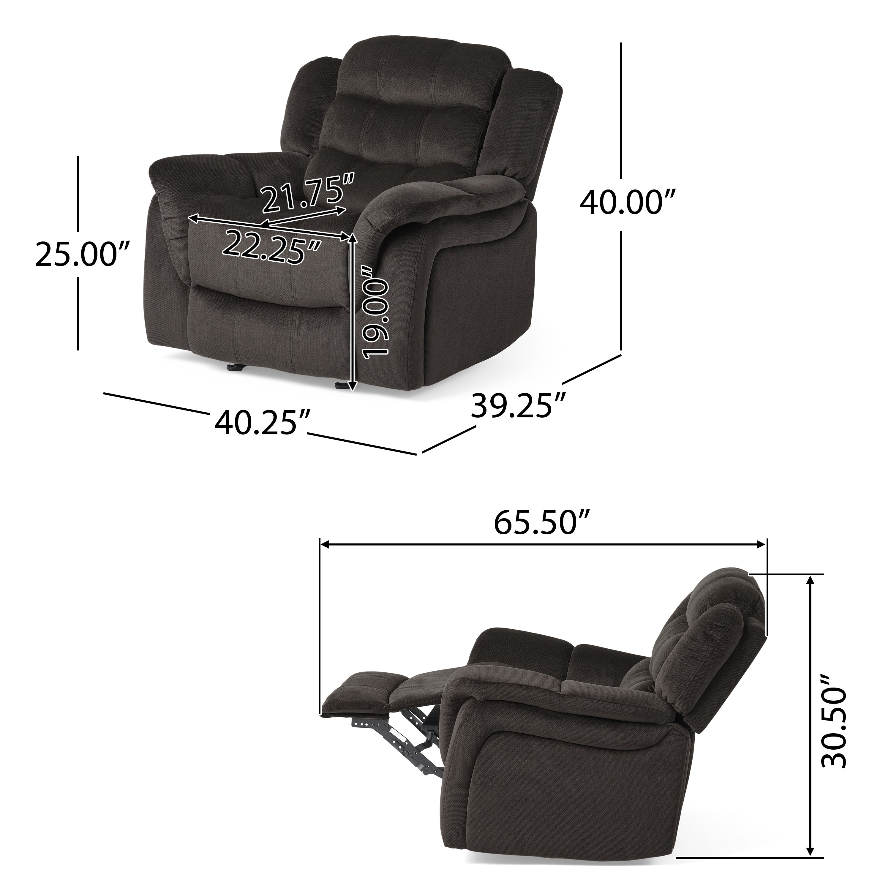 Hidal Brown Fabric Glider Recliner Club Chair