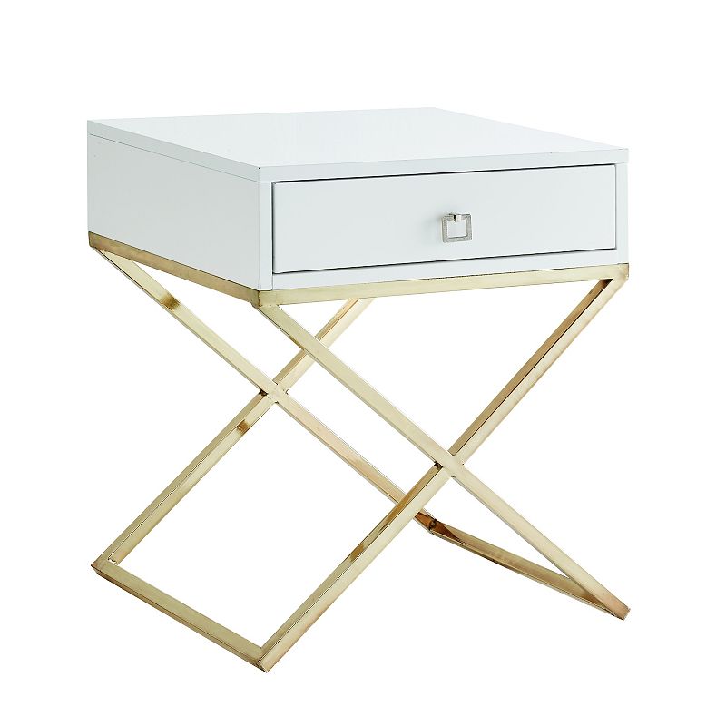 Cassie Side Table Square Lacquer-Finish Chrome