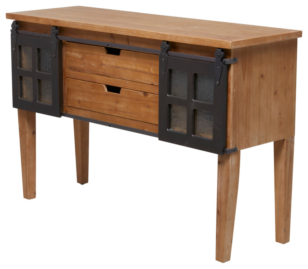 Industrial Brown Wood Console Table 560400   Industrial   Console Tables   by Brimfield  ampMay  Houzz