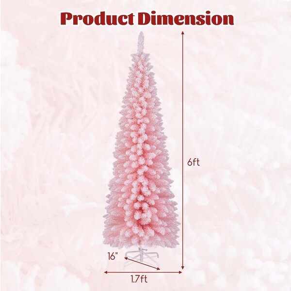 Costway 5/6/7/8 FT Artificial Pink Christmas Tree with