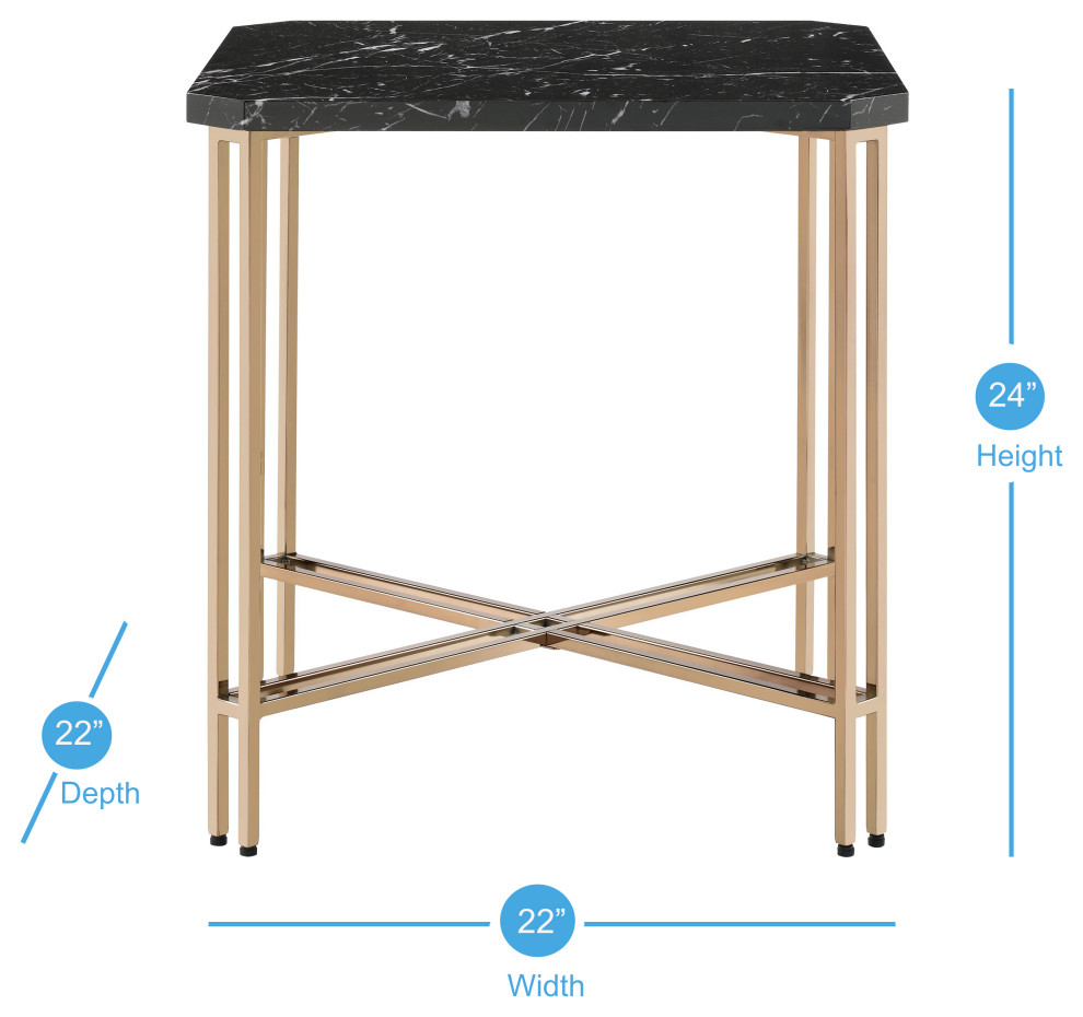 Steve Silver Daxton Black Faux Marble Square End Table   Contemporary   Side Tables And End Tables   by Steve Silver  Houzz