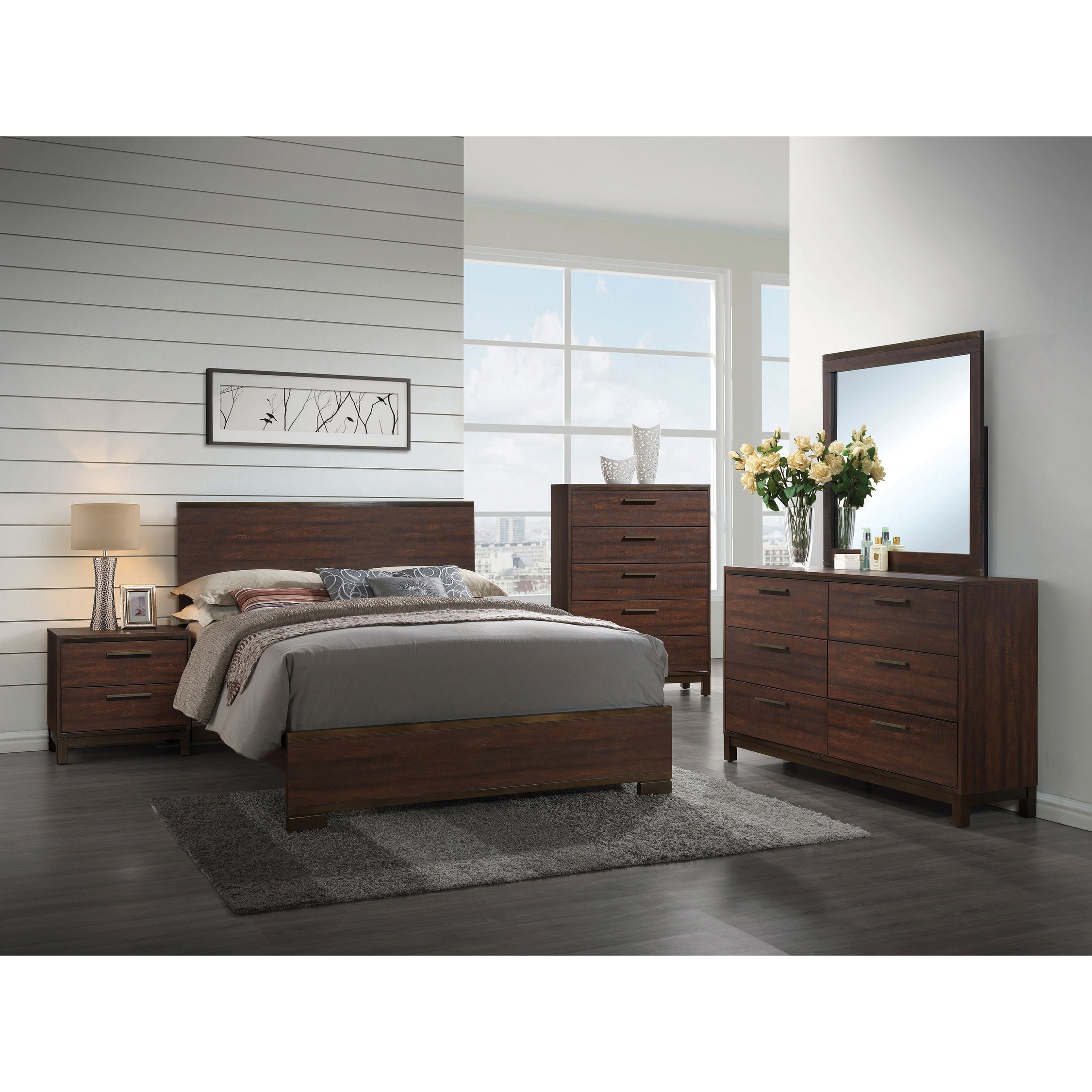 Riverdale Transitional Rustic Tobacco 4-piece Bedroom Set - - 33987986