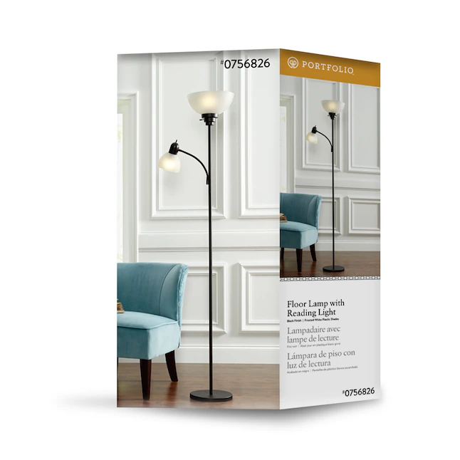 Portfolio 71-in Black Shaded Floor Lamp