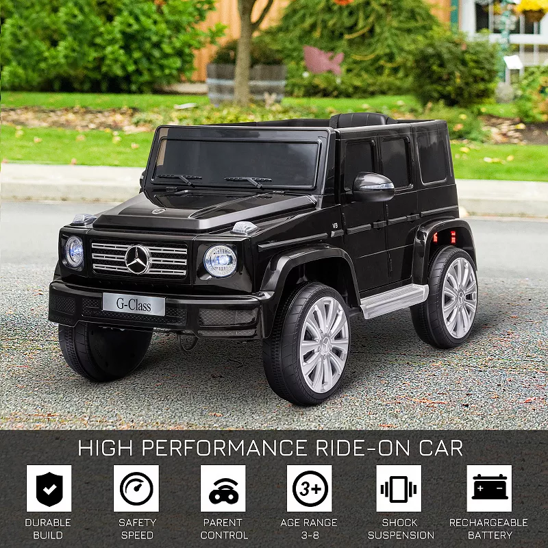 Aosom 12V Mercedes Benz G500 Battery Kids Ride On Car with Remote Control Bright Headlights and Working Suspension