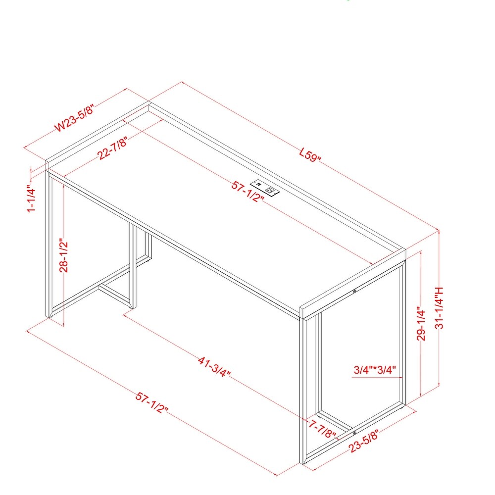 Magnus Industrial 59 inch Metal Computer Desk with USBs by Furniture of America