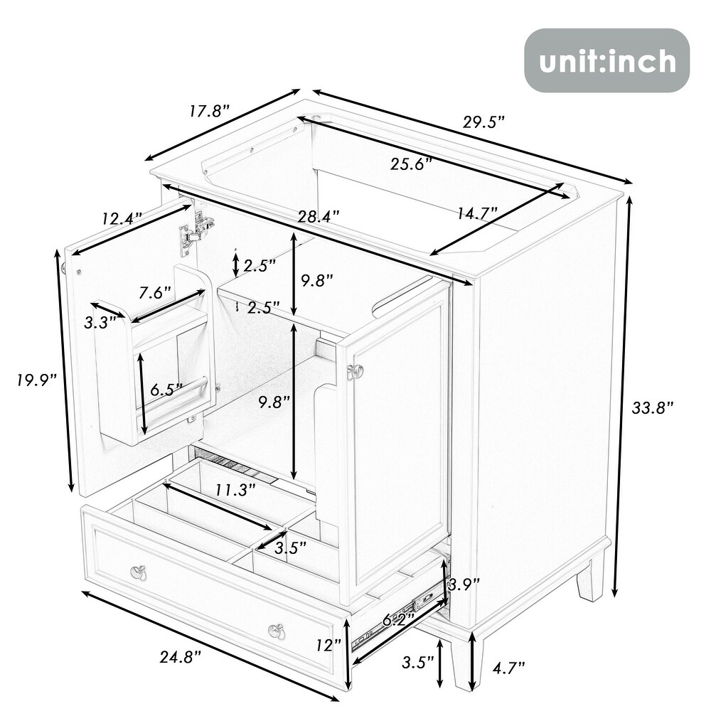 Bathroom Cabinet with Doors and Drawer