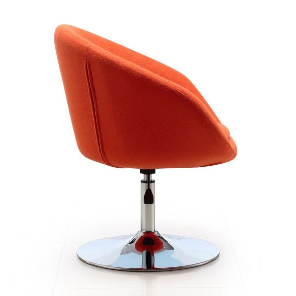 Hopper Swivel Adjustable Height Chair in Orange and Polished Chrome (Set of 2)