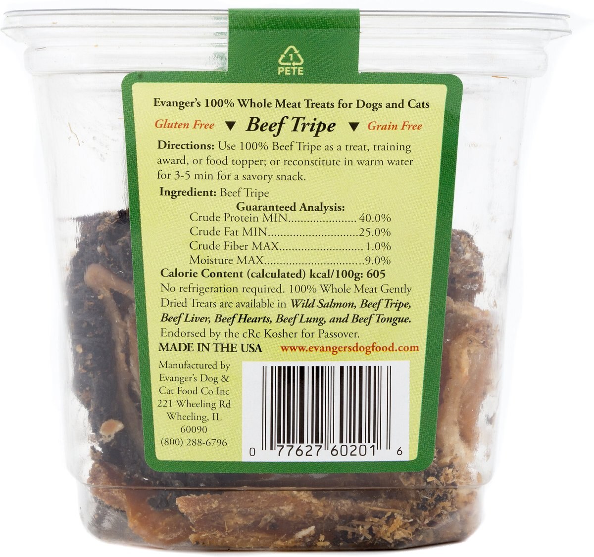 Evanger's Nothing but Natural Beef Tripe Gently Dried Dog and Cat Treats