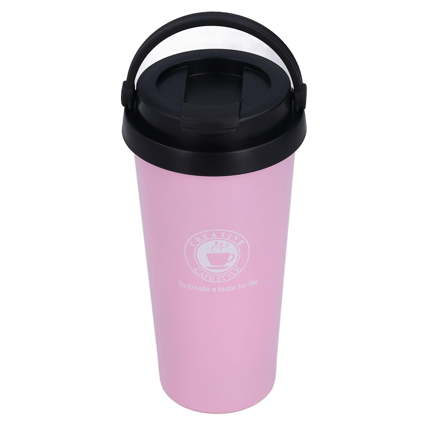 500ml 304 Stainless Steel Vacuum Cup Thermal Water Bottle Portable Coffee Mugs With Handle For Outdoor Tavelpink