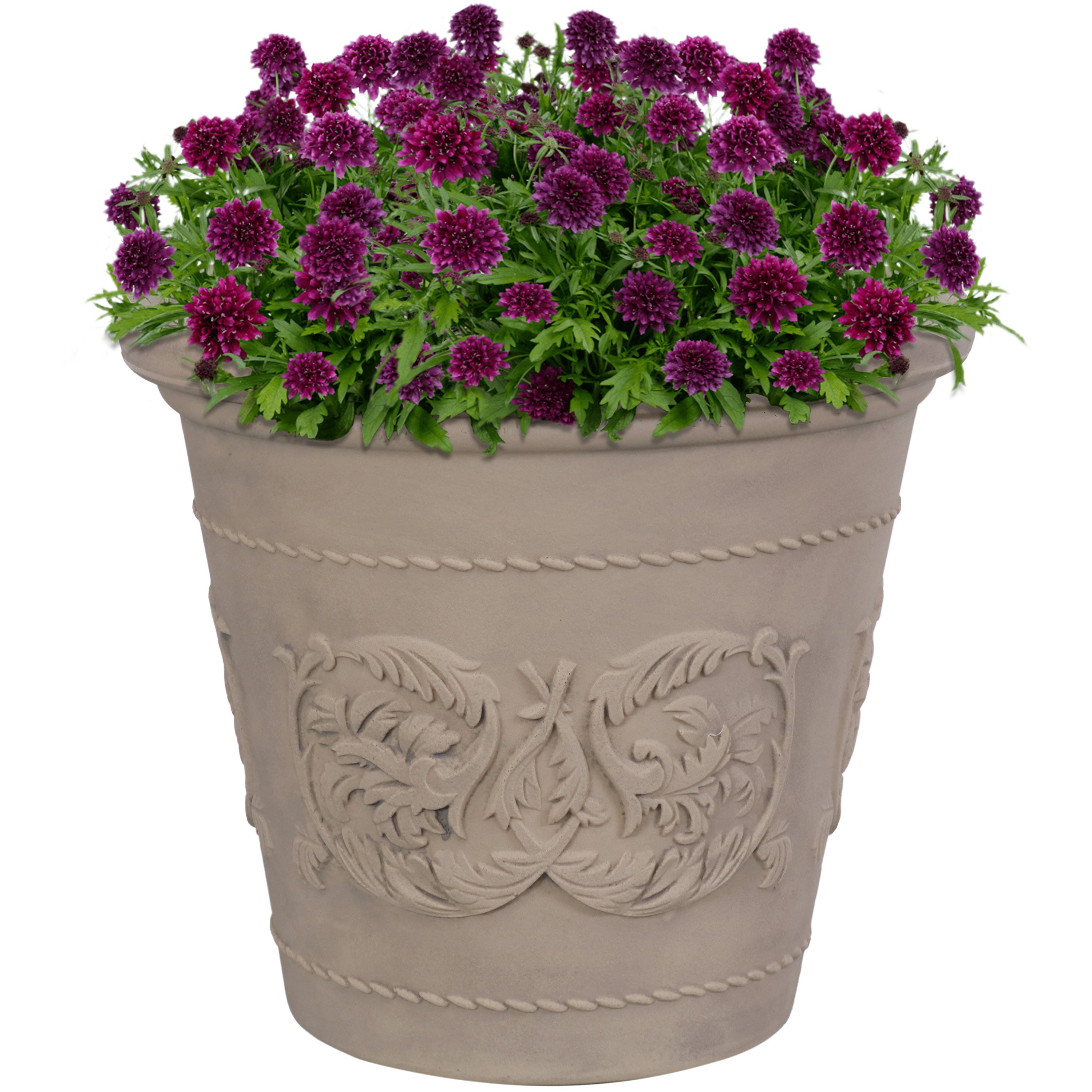 Sunnydaze Arabella Polyresin Outdoor/Indoor Extra-Durable Double-Walled Fade-Resistant Flower Pot Planter - 20