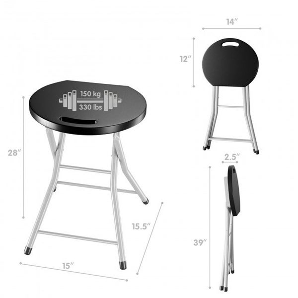 Portable Folding Stools with 330lbs Capacity， Sturdy Frame Bar Stools