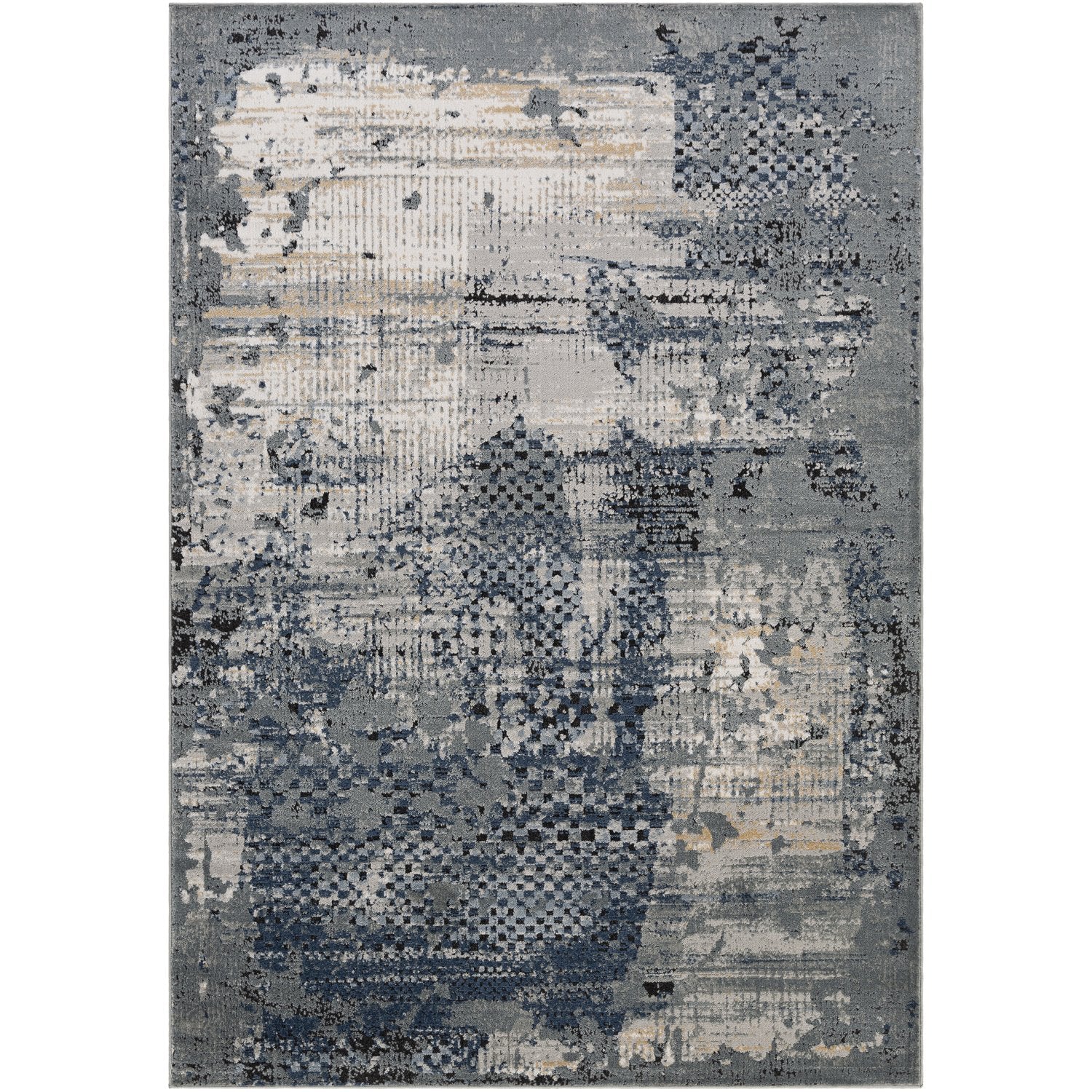 Jolie Rug in Medium Gray, Tan, Light Gray, Ivory, Charcoal, Dark Blue, Black