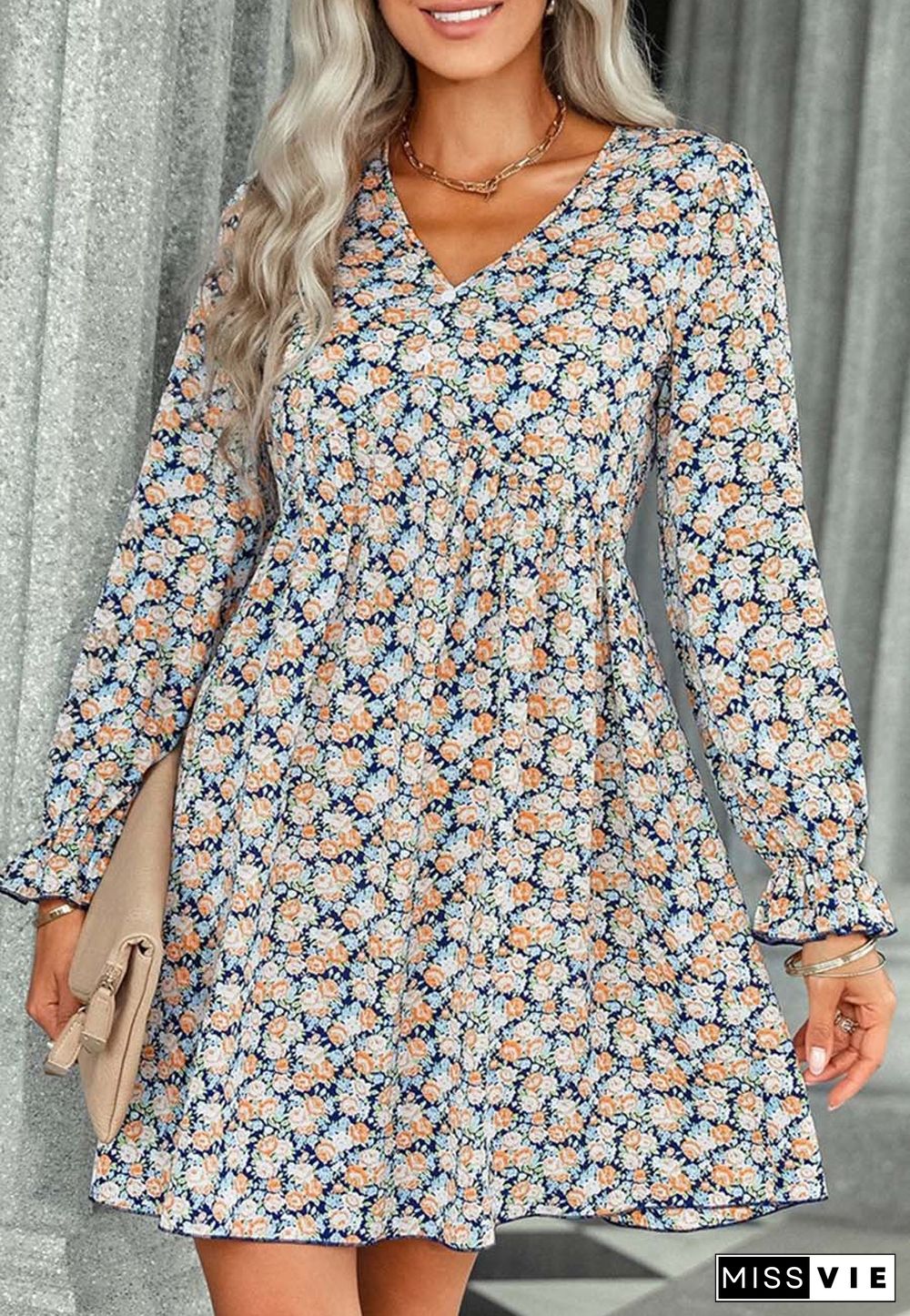 Multicolor Floral Print Dress