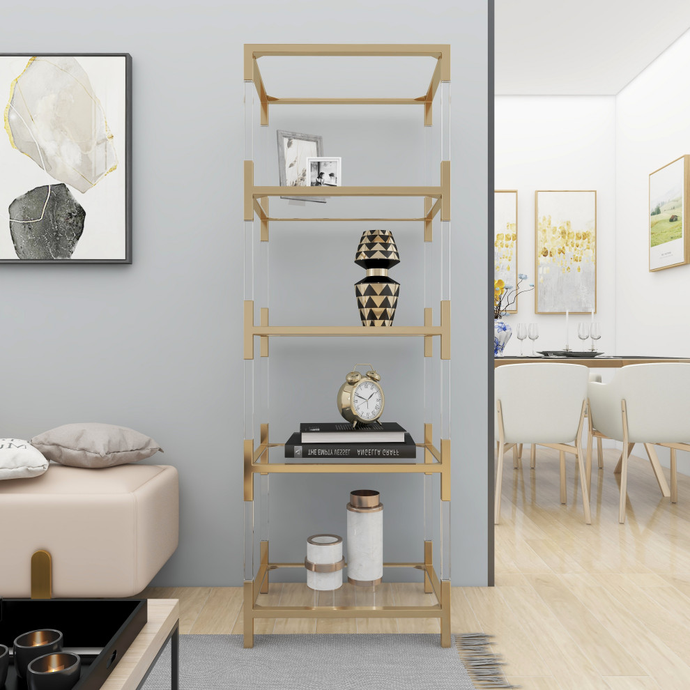 Contemporary Gold Acrylic Shelving Unit 56936   Contemporary   Bookcases   by Brimfield  ampMay  Houzz