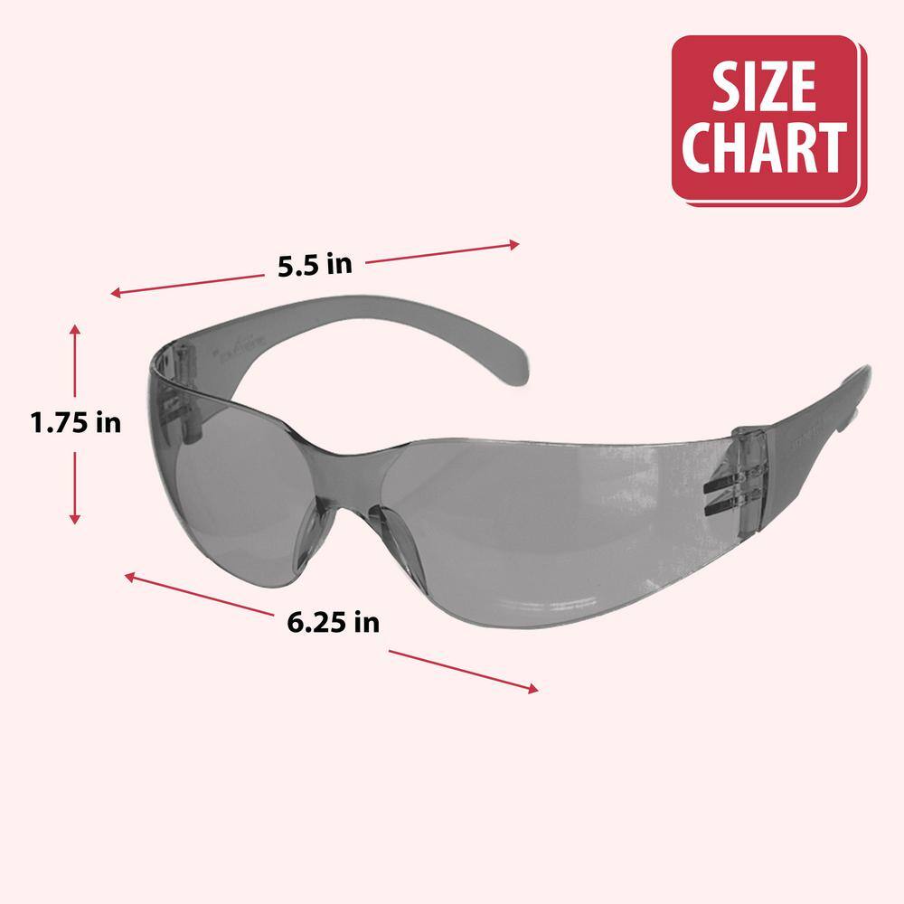 Safe Handler Gray Crystal Color Lens Color Temple Safety glasses (72-Pairs) BLSH-ESCR-CLCT-SG10GY-72