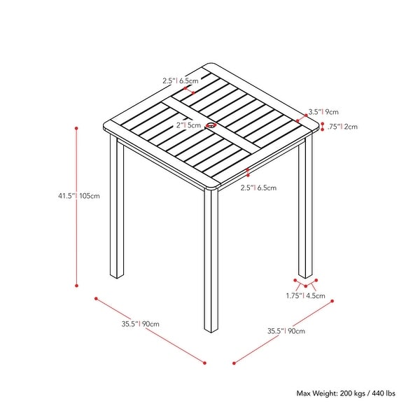 CorLiving Miramar Natural Hardwood Outdoor Bar Height Bistro Set，5pc