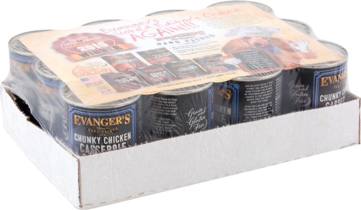 Evanger's Grain-Free Hand Packed Chunky Chicken Casserole Dinner Canned Dog Food