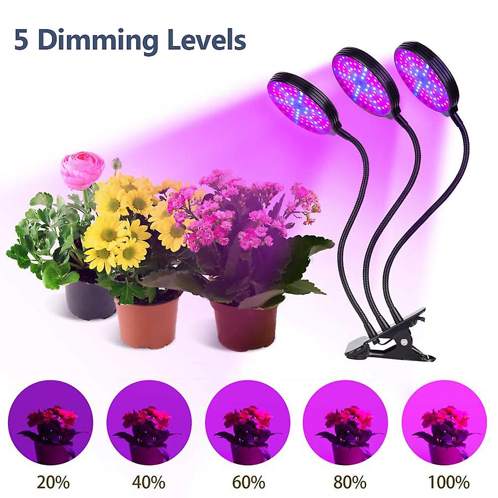 Usb Plant Grow Light Red and Blue Spectrum Adjustable Desktop Clamp Growing Lamp For Indoor Plants 5 Dimmable Levels 4/8/12h Timer No.250493