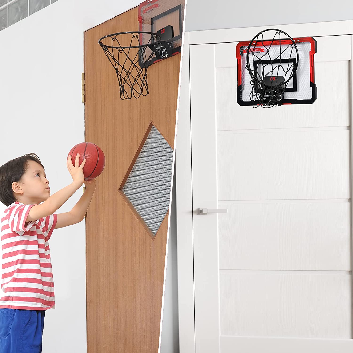 Beefunni Basketball Hoop for Kids， Outdoor Basketball Toys with Scoreboard， Portable Indoor Play Backyard Games for Boys Girls Age 3-8 Gifts