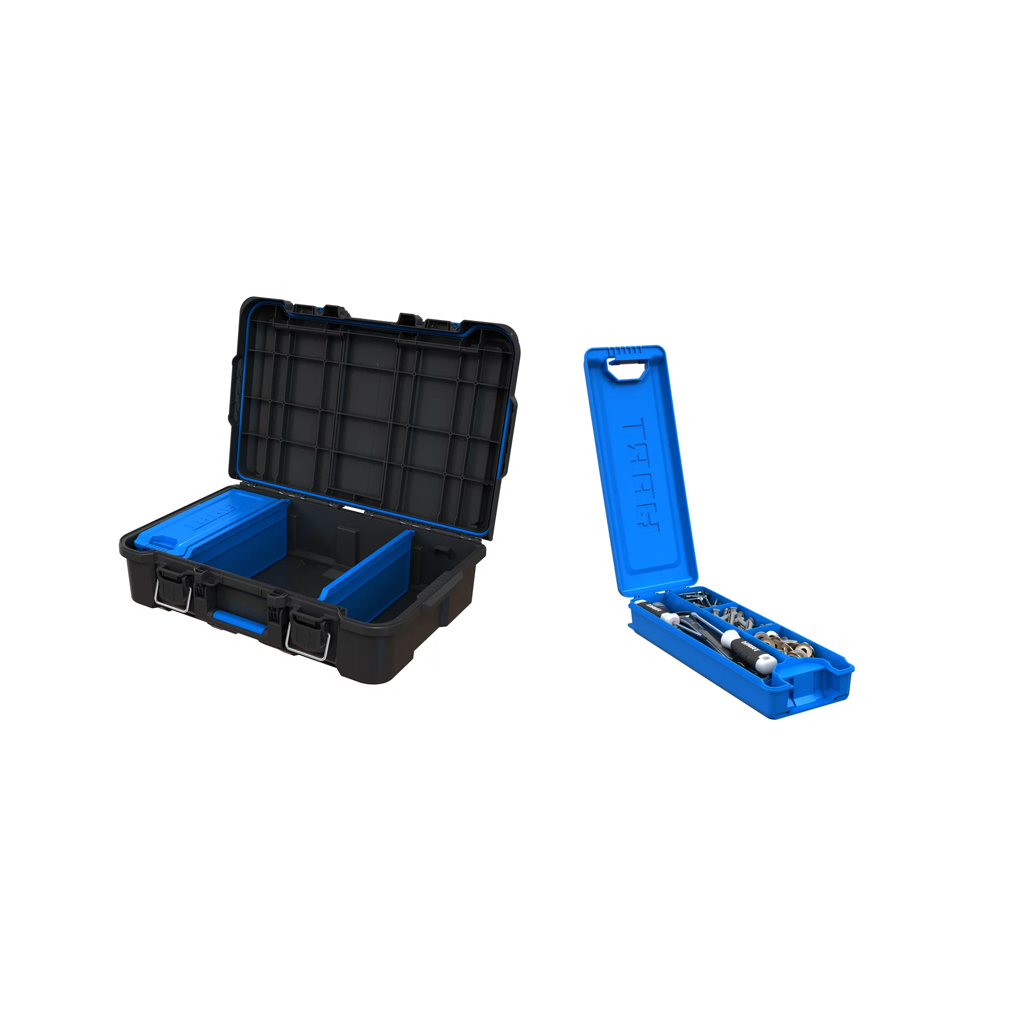 HART 252719 Stack System Tool Box with Small Blue Organizer and Dividers， Fits HART's Modular Storage System