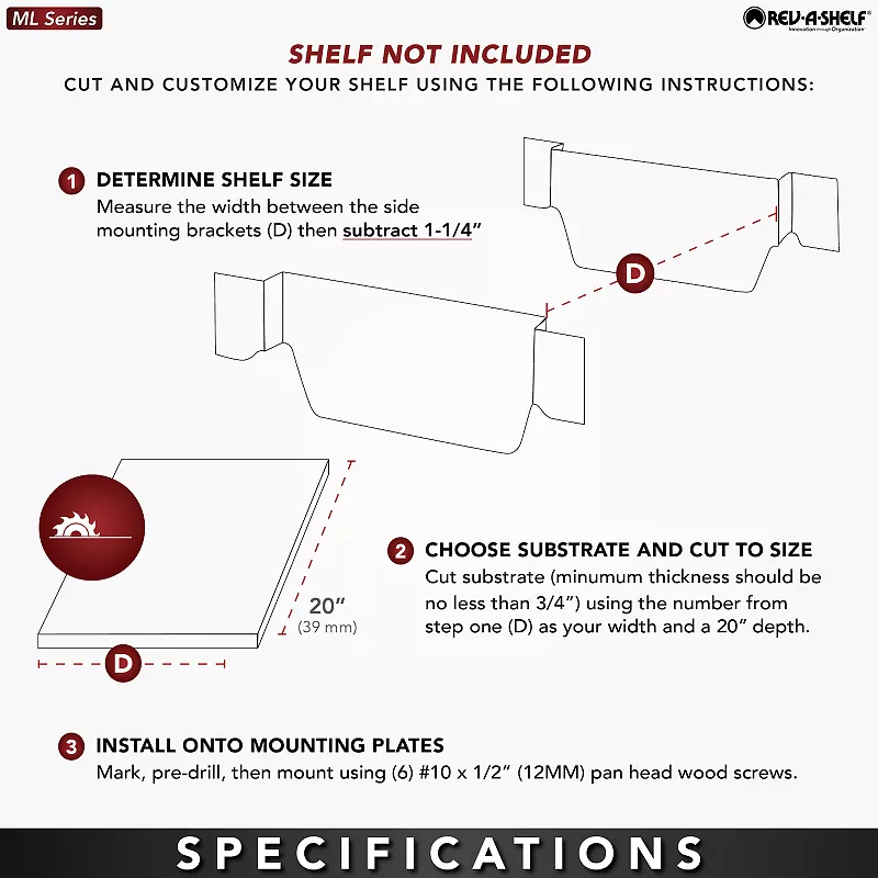 Rev-A-Shelf Heavy Duty Lifting System for Kitchen Base Cabinets， RAS-ML-HDCR