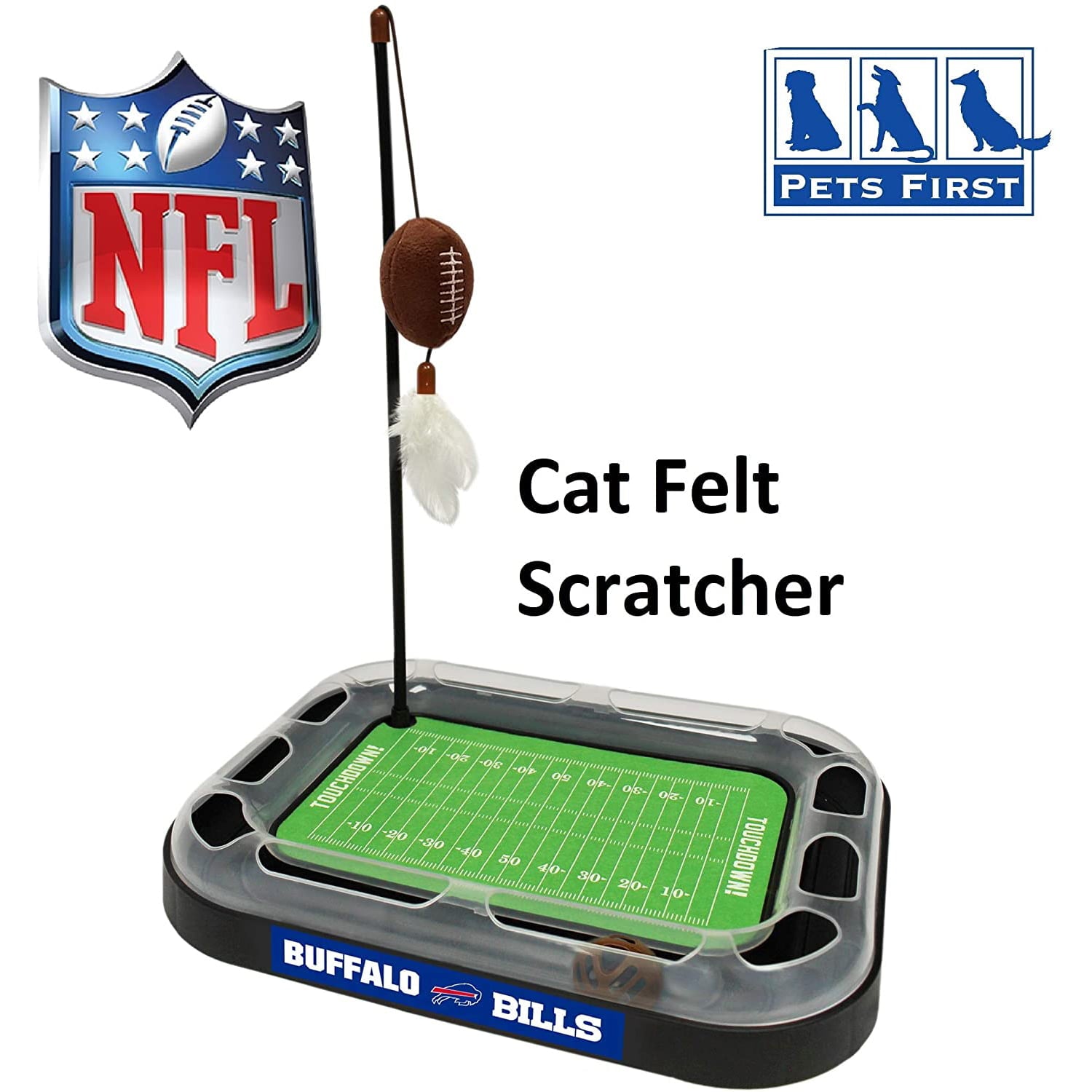 NFL Buffalo Bills Cat Scratcher Toy with Catnip Plush and Feather Cat and Kitty Toy