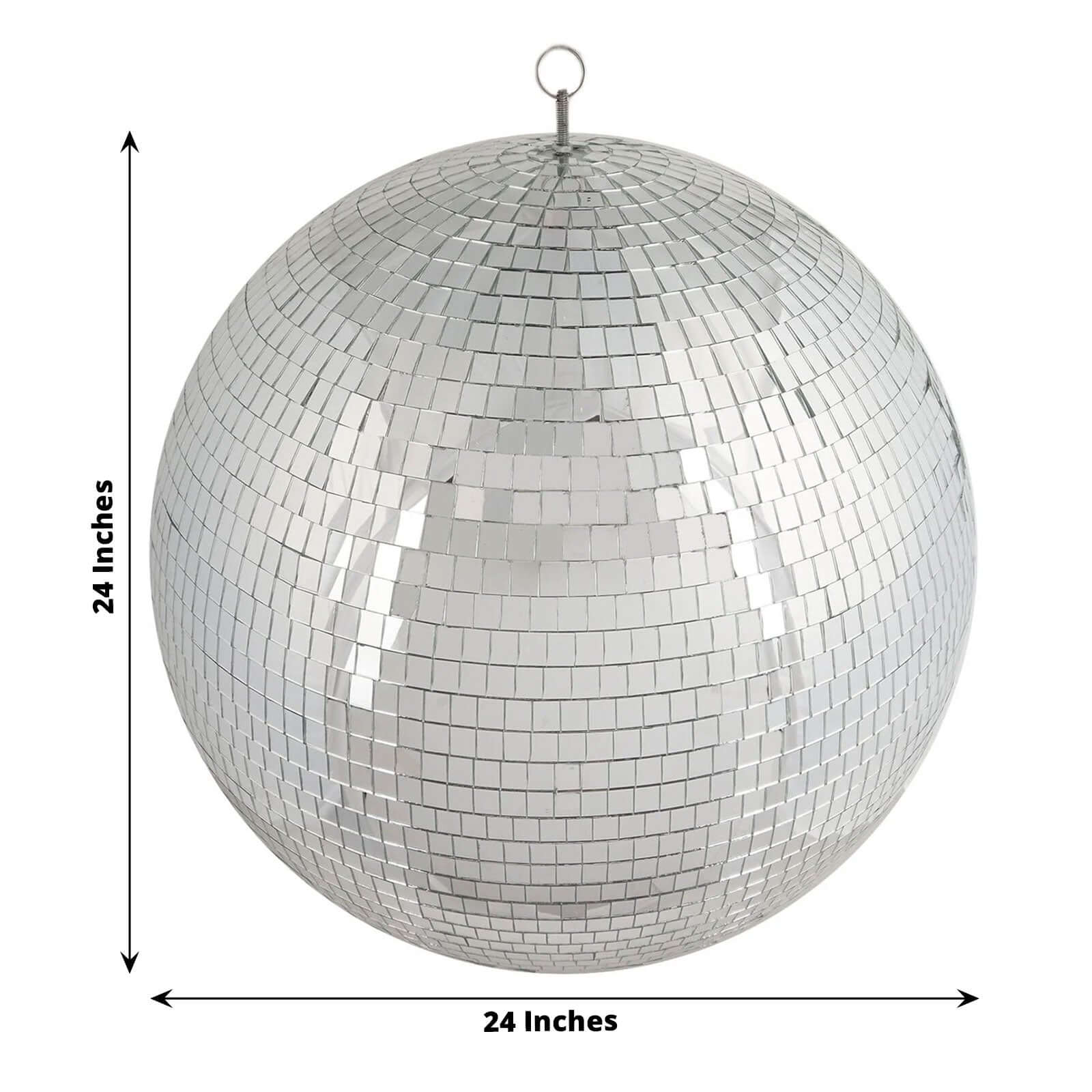 Large Silver Foam Disco Mirror Ball With Hanging Swivel Ring, Holiday Party Decor 24