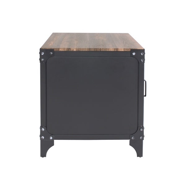 Furniture of America Conner Black and Dark Walnut Storage Side Table