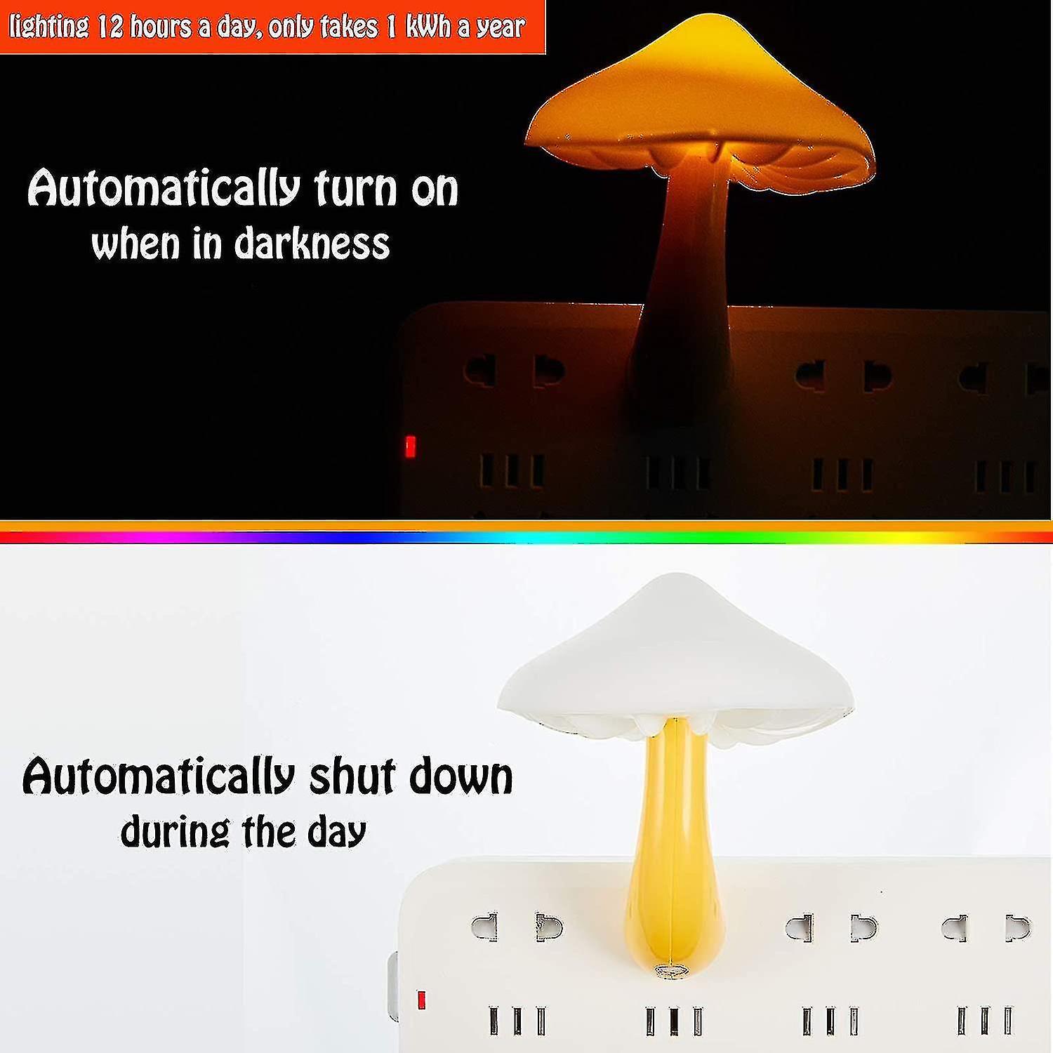 2 Pieces Christmas Led Mushroom Night Lamp Plug In Lamp Mushroom Night Light Mini Magic Mushroom Nig