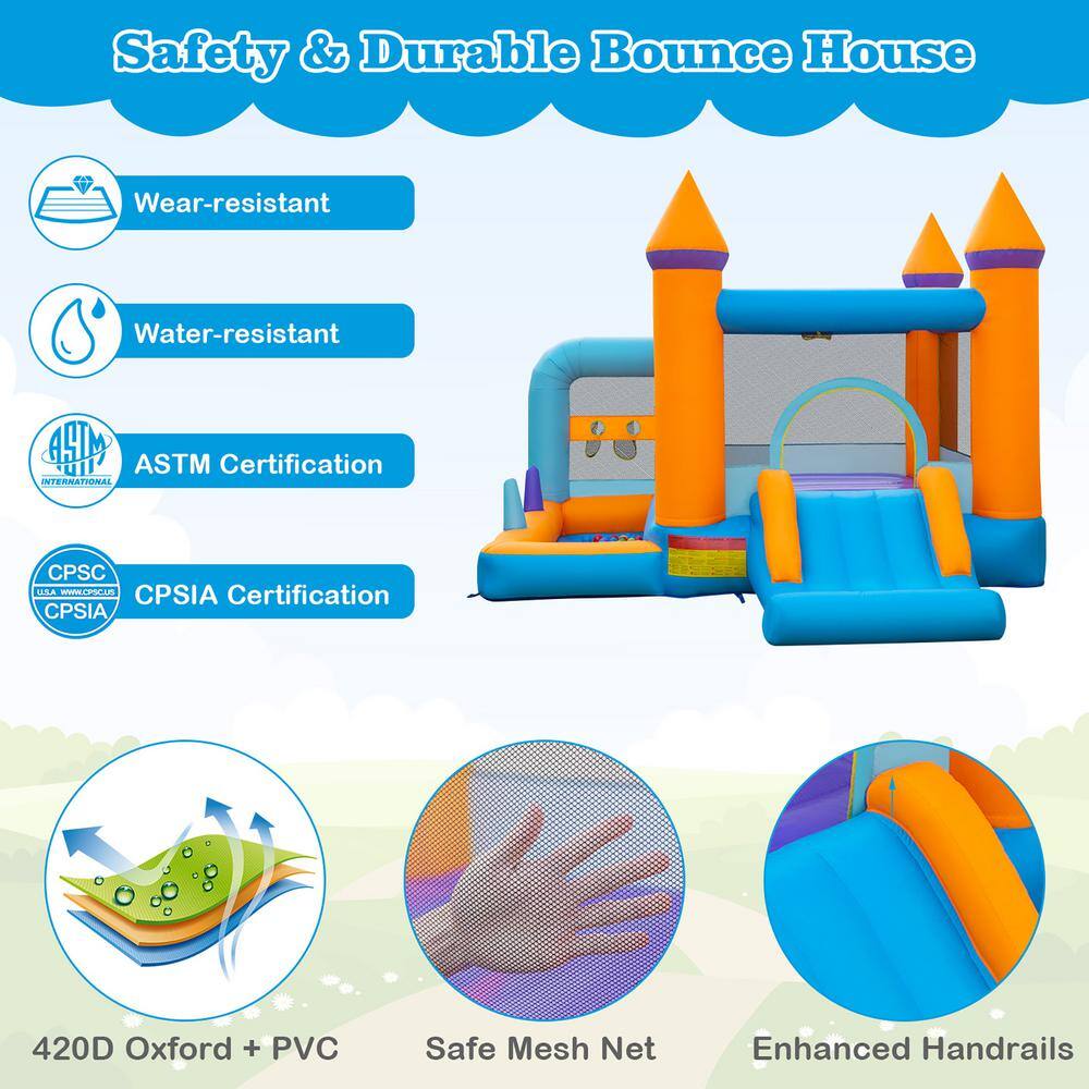 Costway 5-in-1 Inflatable Bounce House Castle Kids Jumping Bouncer with Ocean Balls  735W Blower NP10927US