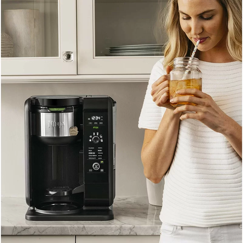 Ninja CP301 Hot and Cold Brewed System Auto-iQ Tea and Coffee Maker with 6 Brew Sizes， 5 Brew Styles， Frother， Coffee and Tea Baskets with Glass Carafe