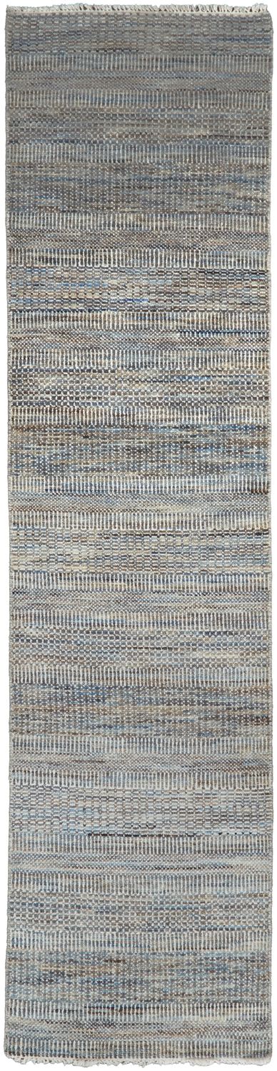 Caldecott Hand Knotted Warm Gray and Bright Blue Rug by BD Fine