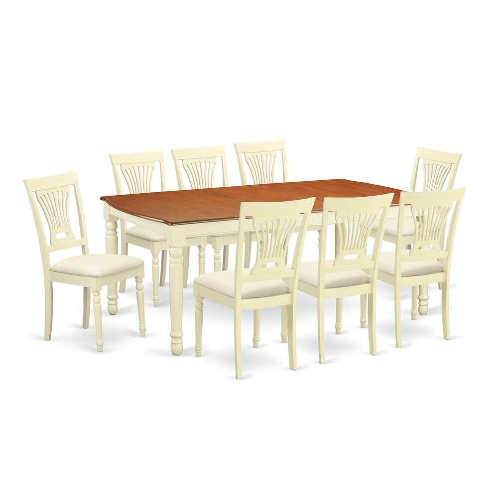 East West Furniture 9 Piece Dining Table Set   a Dinner Table and 8 Dining Room Chairs  Buttermilk   Cherry(Seat Option)