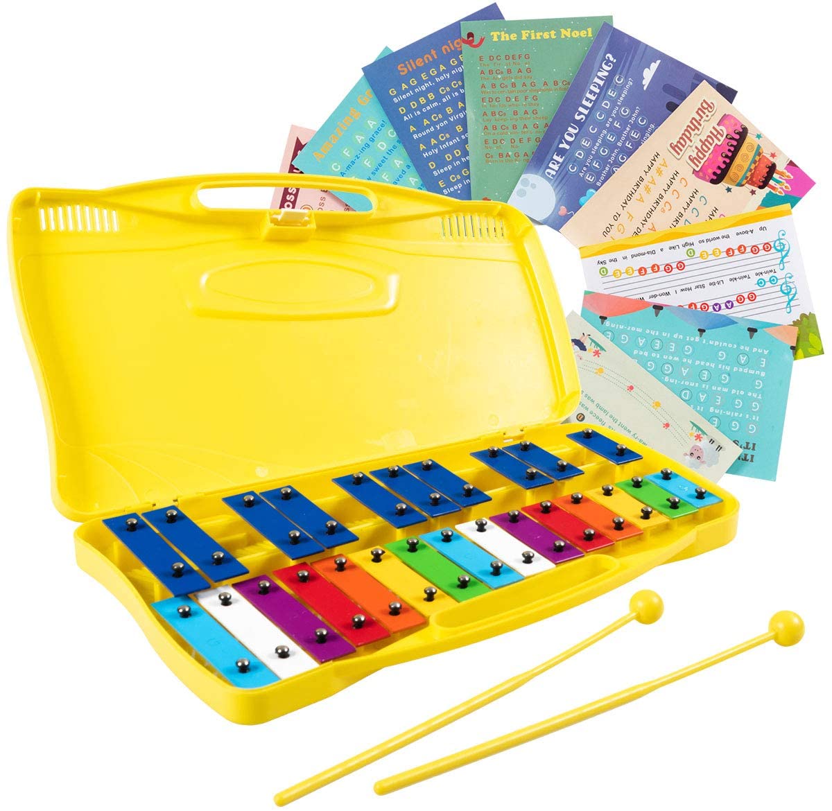 Costzon 25-Note Xylophone w/Case, 2 Child-Safe Mallets, Perfectly Tuned Instrument for Kids