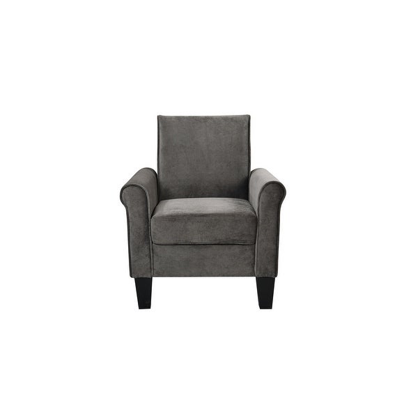 High Quality Fabric Accent Chairs， Sleek Lounge Chairs Comfy Sofa Chair， PU Leather Flared Armchair， Charcoal Grey