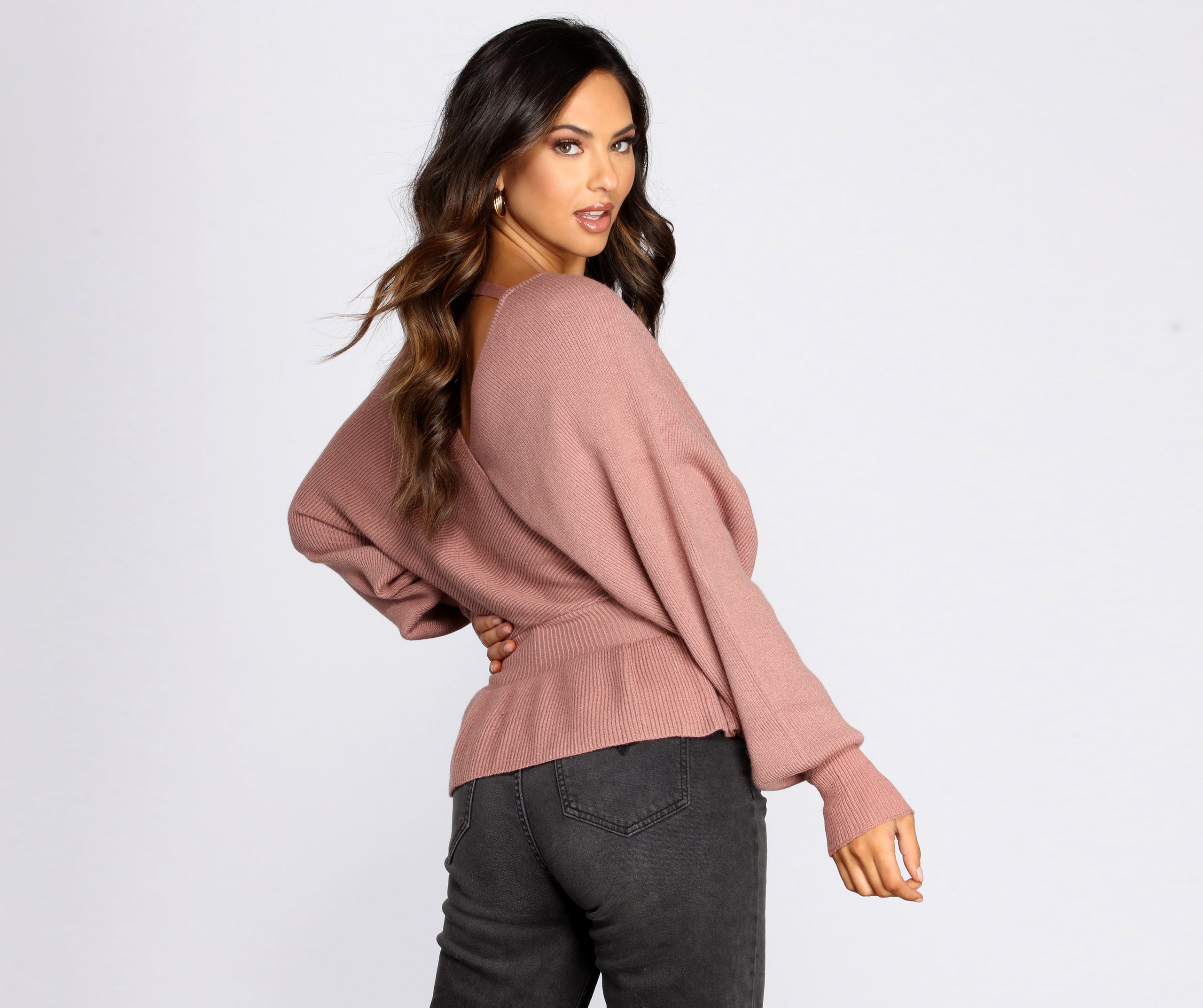 Kimono Sleeve Peplum Top