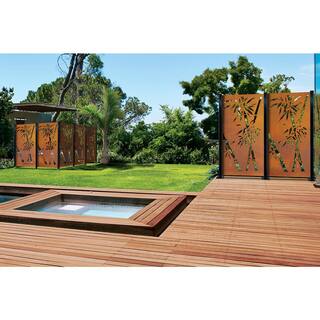 OUTDECO Bamboo 3 ft. x 6 ft. Oxy-Shield Corten Steel Decorative Screen Panel in Rust with 6 Screws OXY004