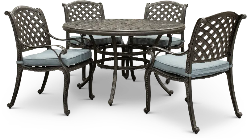 Macan Gray Metal 5 Piece Round Patio Dining Set