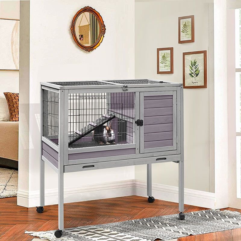 Aivituvin Rabbit Hutch with Pull Out Tray， Small