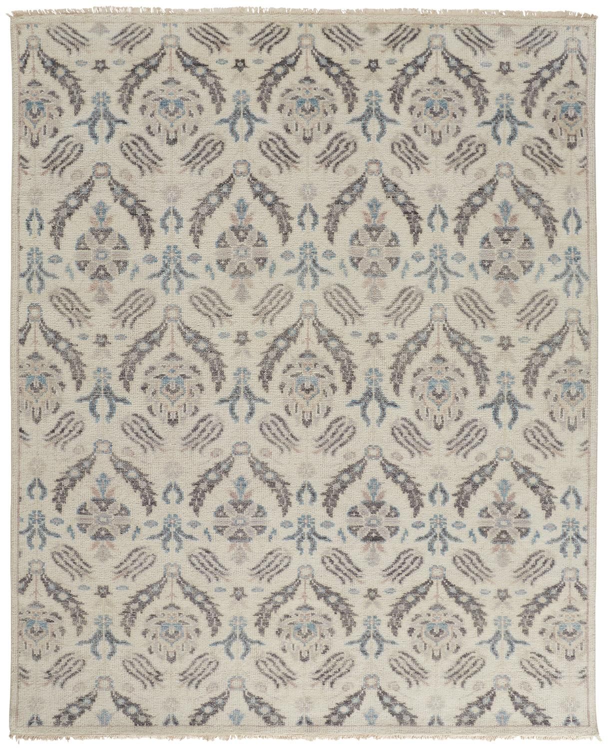 Bennet Hand Knotted Beige and Blue Rug by BD Fine