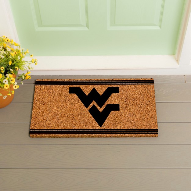 Evergreen West Virginia University Logo Turf Mat Brown 28 X 16 Inches Indoor Outdoor Doormat