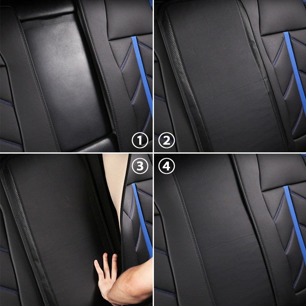 OTOEZ Car Seat Covers Full Set Leather Front Back 5 Seats Protector Cushion Universal Fit