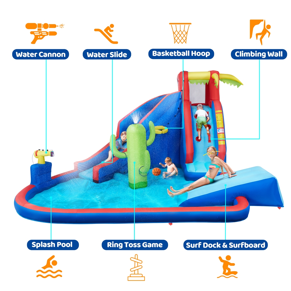 Topeakmart 15.2′ L x 13.4′ W x 7.5′ H Inflatable Water Slide with Storage Bag & 520 W ETL-Certified Blower for Kids