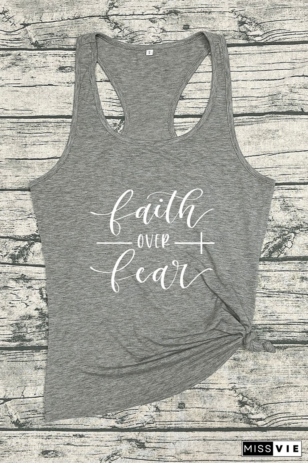 Faith Over Fear Printed Sleeveless Tank Top Wholesale