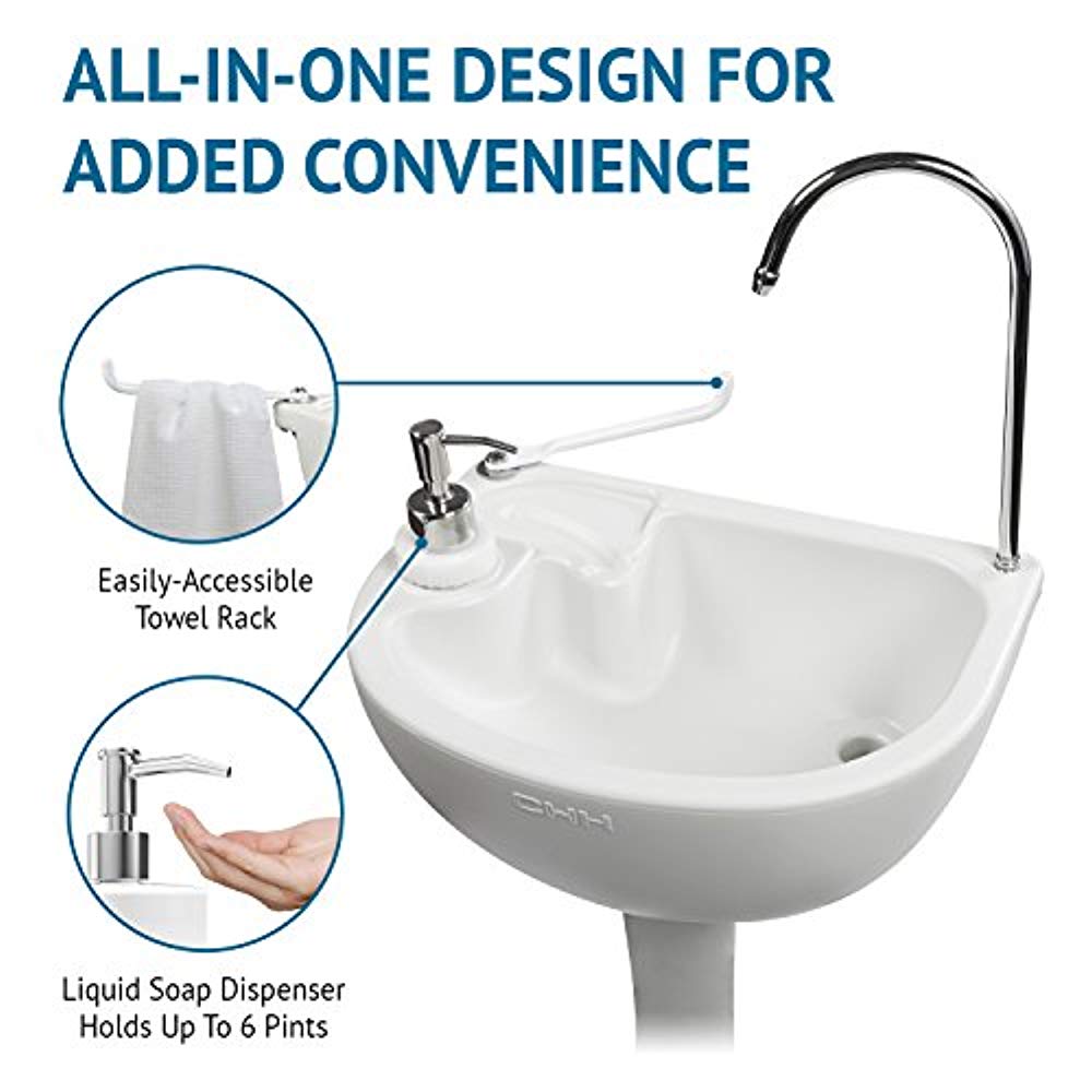 Hike Crew Portable Camping Sink, 19.7 in L x 12.9 in W, 5 gal. Tank & Basin - White